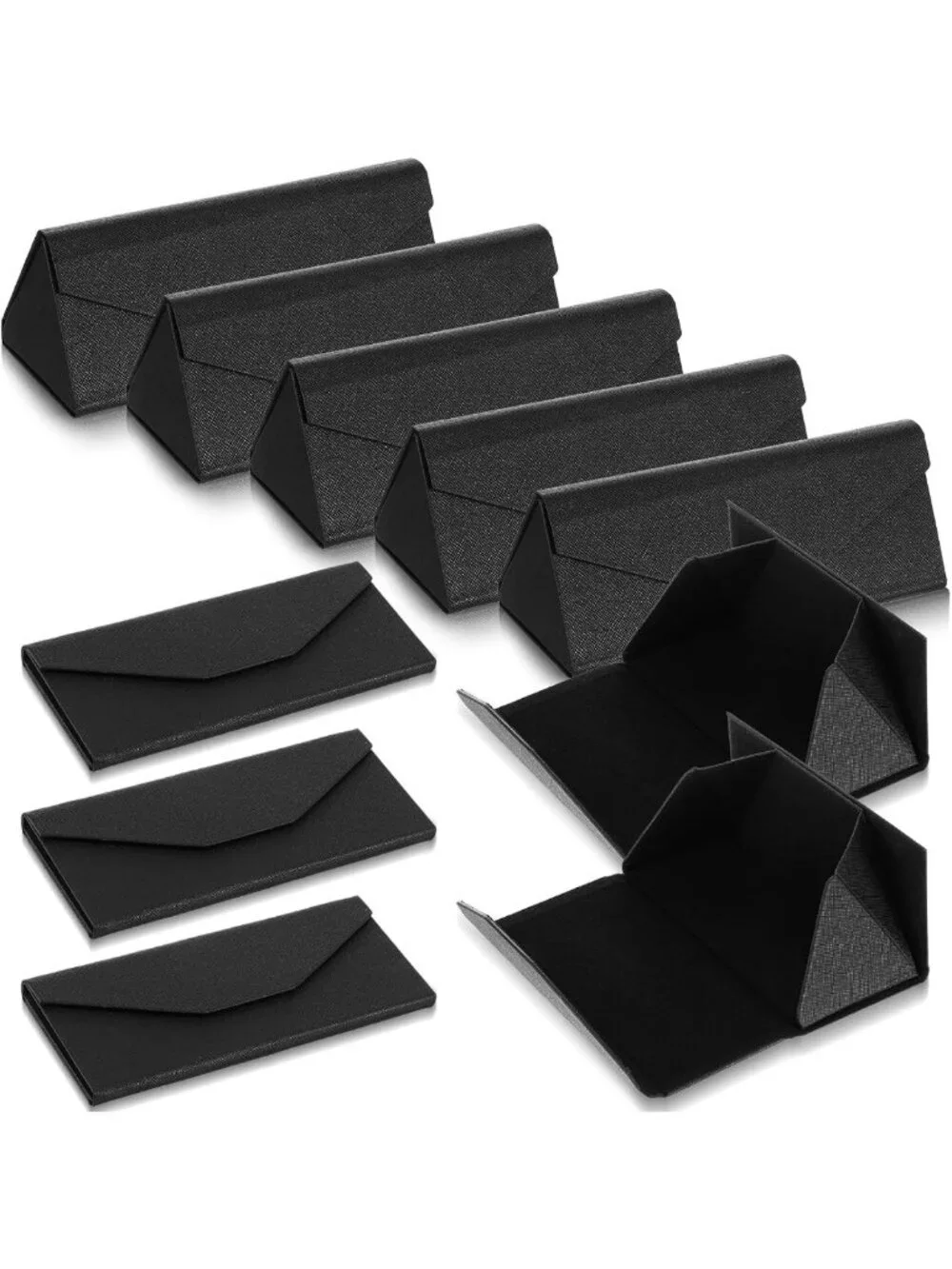 10 Pack Foldable Sunglasses Cases, Magnetic Hard Shell Eyeglass Holders, PU
